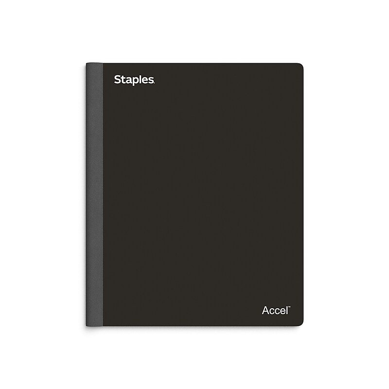 Staples Premium 3-Subject Notebook, 8.5" x 11", College Ruled, 150 Sheets, Black (ST58329) image 1