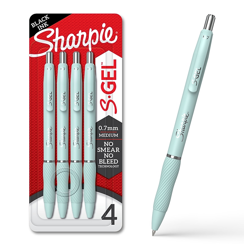 Sharpie S-Gel Gel Pens, Medium Point, 0.7mm, Black Ink, 4/Pack (2220962) image 1