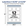 Avery Laser/Inkjet Rectangle Multipurpose Labels, 1-13/16" x 2-3/16", White, 180 Labels/Pack (94233)~#|#~4FA54531-4867-4F91-92DDE27776821024_sc7