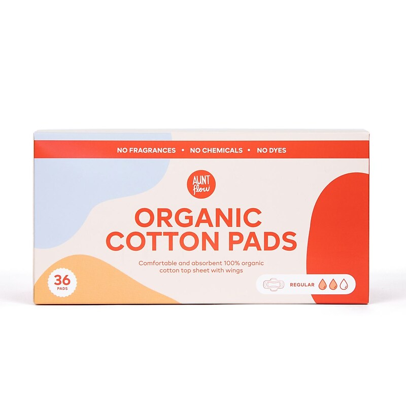 Aunt Flow Regular Cotton Maxi Pads with Wings, 36/Box (PADS-ORG-CMR-36) image 1