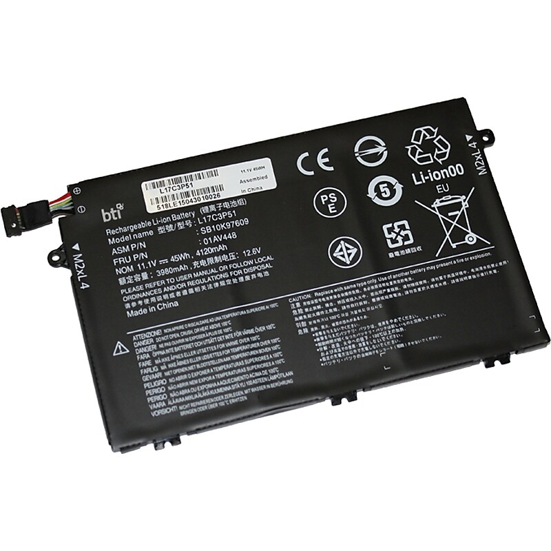 Battery Technology Li-Ion Replacement Battery for Lenovo ThinkPad, 4050mAh (L17C3P51-BTI) image 1