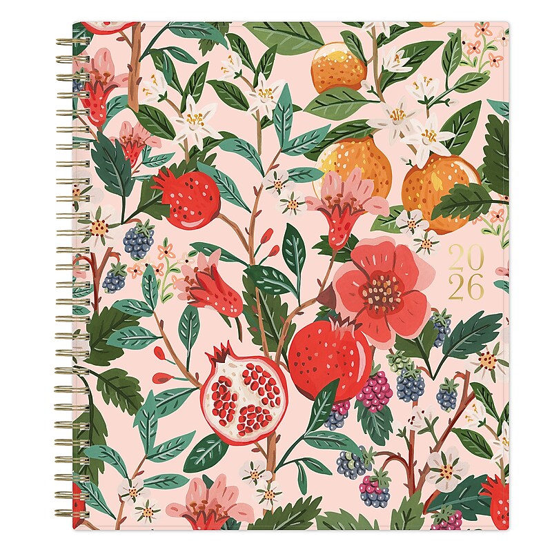 2026 Blue Sky Bespoke Letterpress Pomegranate Blush 8" x 10" Calendar Year Monthly Planner, Faux Leather Cover (156221) image 1