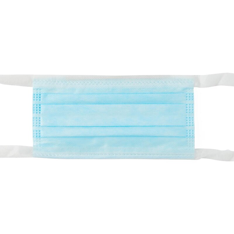 Medline Disposable Level 1 Surgical Face Masks with Ties, One Size, Blue, 50/Box (NON27600Z) image 1