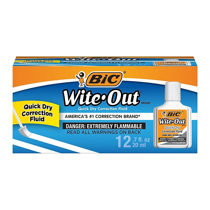 BIC Wite-Out Quick Dry Correction Fluid, 20 ml., White, 12/Pack (WOFQD12-WHT) image 1