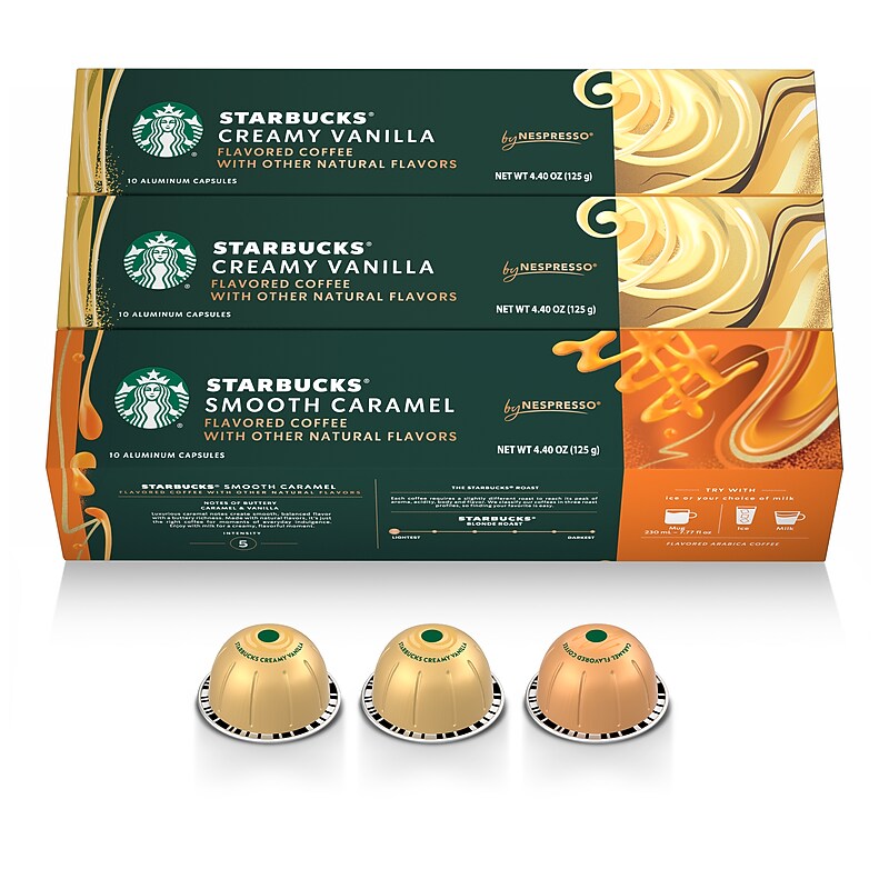 Nespresso Starbucks Variety Pack Coffee Nespresso Vertuo Capsules, Light Roast, 30/Pack (163928) image 1