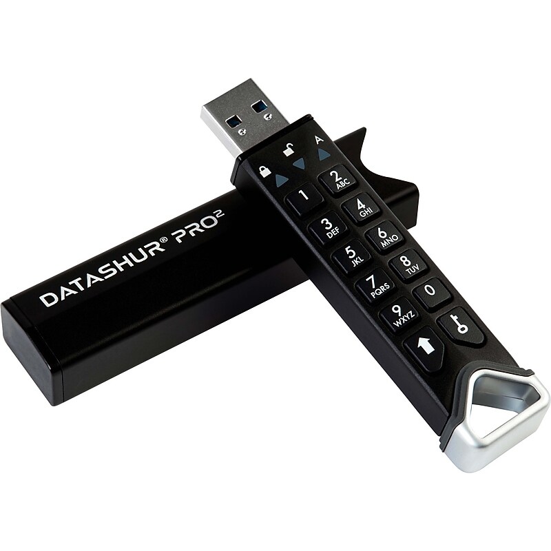iStorage datAshur PRO2 32GB USB 3.2 Gen 1 Type-A Encrypted Flash Drive, Black (IS-FL-DP2-256-32) image 1