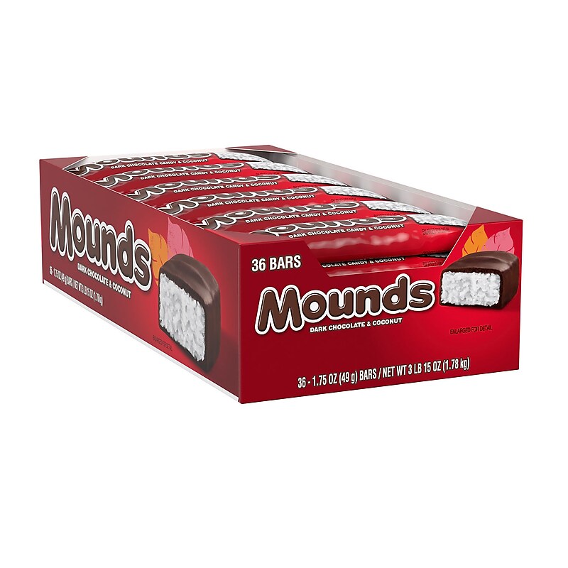 Mounds Dark Chocolate & Coconut Candy Bars, 1.75 oz., 36/Box (HEC00310) image 1