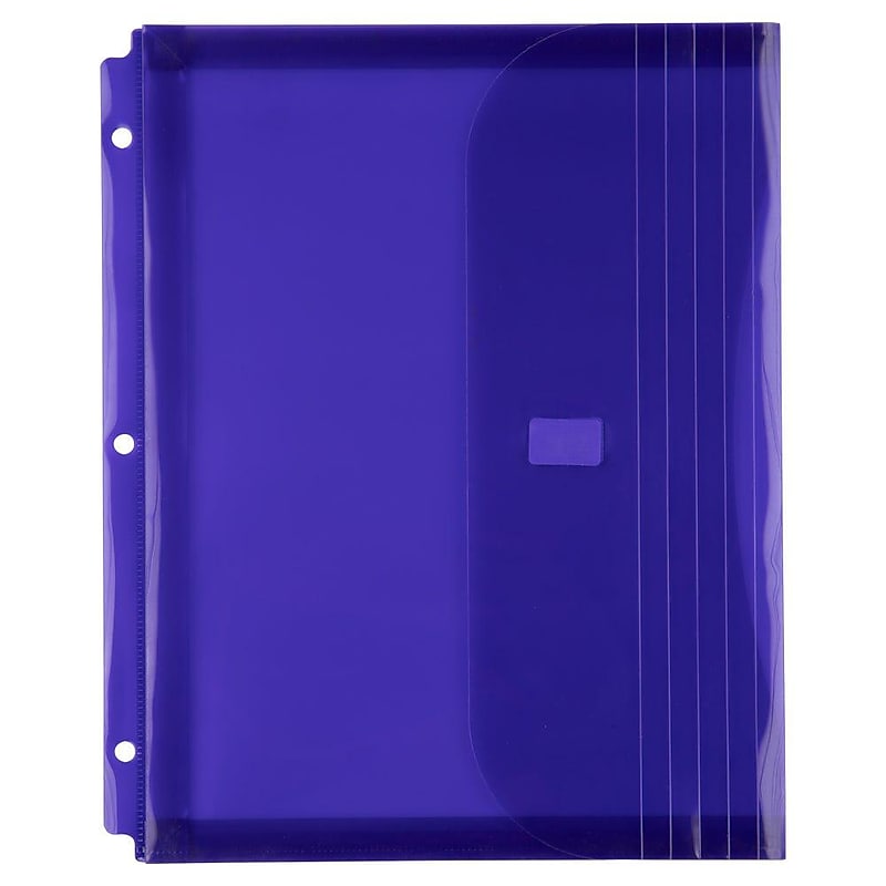 JAM Paper Poly Binder Pocket, 3-Hole Punched, Purple, 12/Pack (218VB1PU) image 1