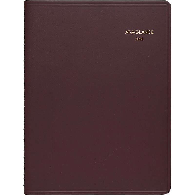 2026 AT-A-GLANCE 8.25" x 11" Weekly Appointment Book Planner, Faux Leather Cover, Wine Stone (70-950-50-26) image 1