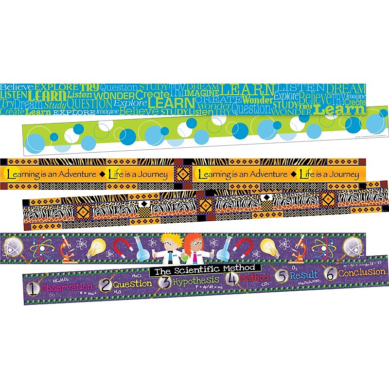 Barker Creek Double-Sided Border Set, 35" x 3", Learning, 3 designs, 36/Set (4046) image 1