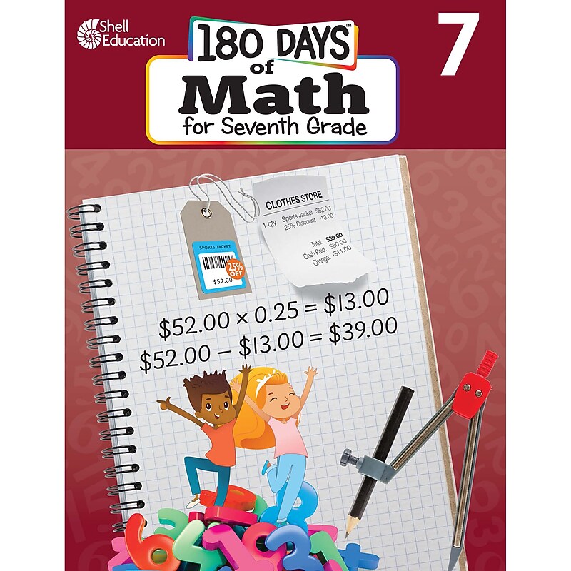 Shell Education 180 Days of Math for Seventh Grade Workbook image 1