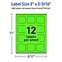 Avery Laser/Inkjet Multipurpose Square Labels, 2" x 2-3/16", Neon Green, 480/Pack (94124)~#|#~4FE923CE-BF22-4B4F-AE44268C750E471A_sc7