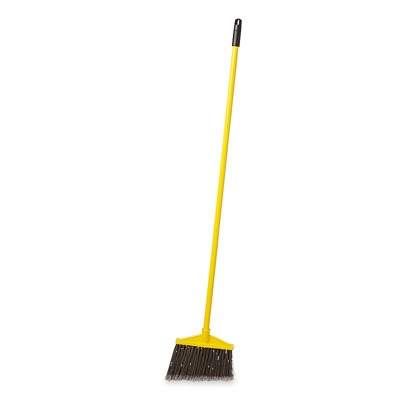 Rubbermaid 10.5" Polypropylene Bristle Flagged Angled Broom, Yellow/Gray (FG637500GRAY) image 1