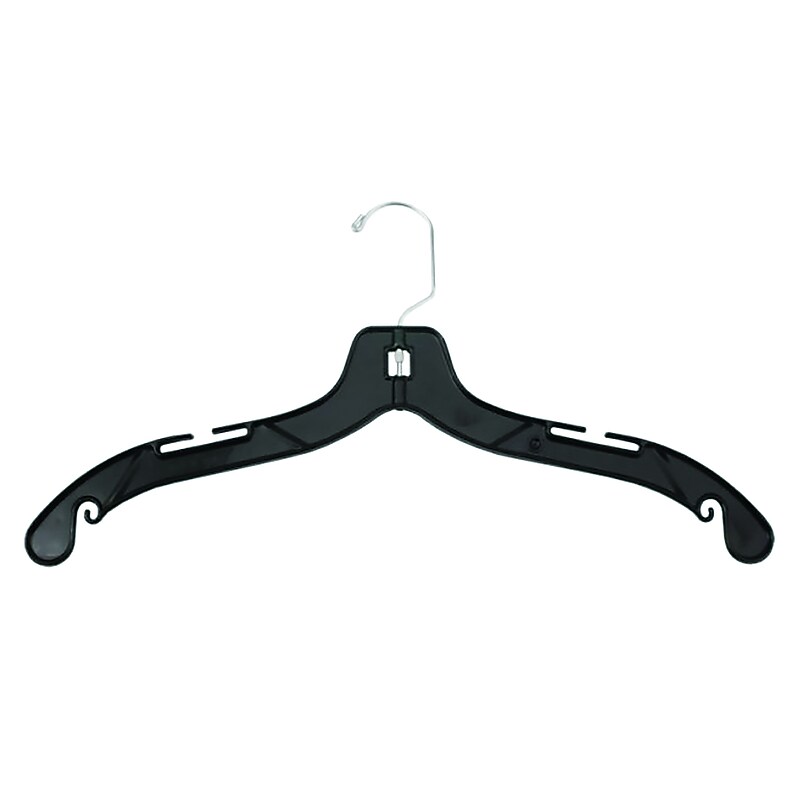 Nahanco 19" Plastic Heavy Weight Dress Hanger, Black, 100/Carton (2900) image 1