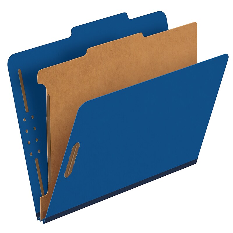 Pendaflex Pressboard Classification Folder, 1-Divider, 1 3/4" Expansion, Letter Size, Dark Blue, 10/Box (23732P) image 1