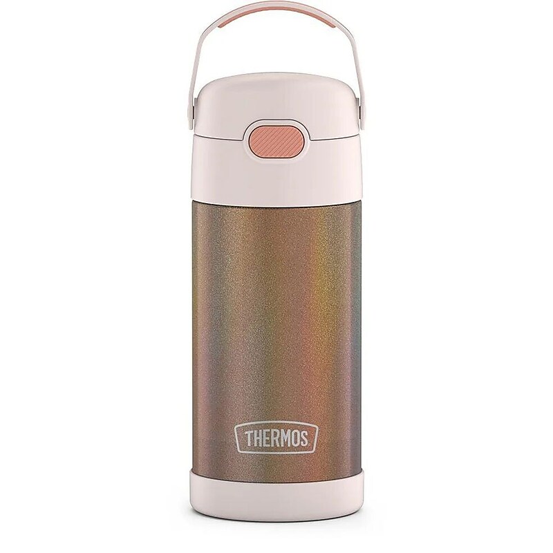 Thermos FUNtainer Stainless Steel Vacuum Insulated Water Bottle, 12 oz., Rose Gold Glitter (EAF4101RG6) image 1