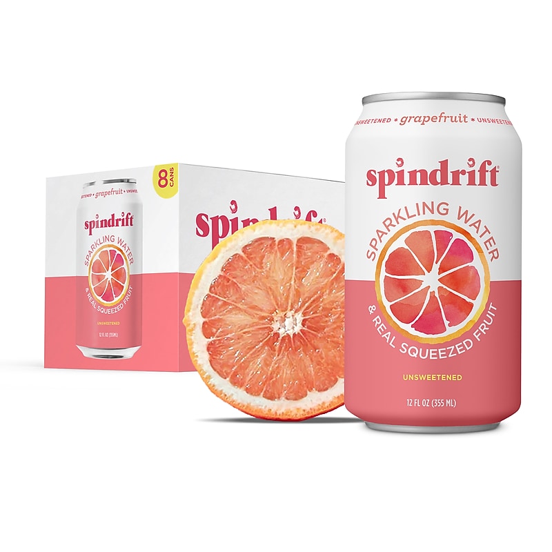 Spindrift Grapefruit Flavored Sparkling  Water, 12 oz., 24 Cans/Carton (0-4108-0003) image 1