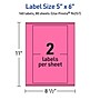 Avery Laser/Inkjet Rectangle Multipurpose Labels, 5" x 6", Bright Pink, 160/Box (94257)~#|#~50049263-5428-4F12-ACCB365D891650CC_sc7