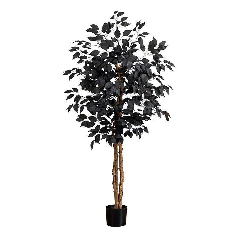 Nearly Natural Artificial Halloween Black Ficus Tree, 4' (T5135) image 1