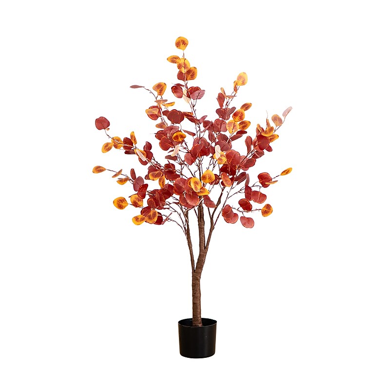Nearly Natural 4' Pre-Lit Autumn Eucalyptus Artificial Fall Tree with 160 Warm White LED Lights (T4898) image 1