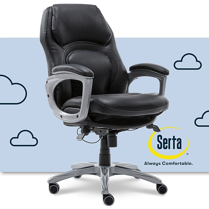 Serta Back in Motion Bonded Leather Executive Chair, Smooth Black