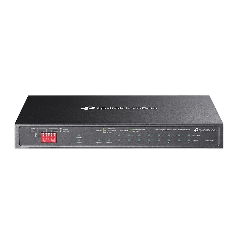TP-Link Omada 10-Port Gigabit PoE Unmanaged Desktop Switch, 1 Gbps, Black (DS110GMP) image 1