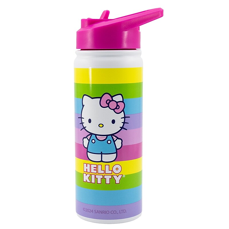 Hello Kitty Stainless Steel Flip Straw Water Bottle, 20 oz., Rainbow (C6B140SL) image 1