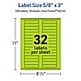 Avery Printable Rectangle Multipurpose Labels, 5/8" x 3", Bright Green, 320/Pack (94214)~#|#~5023F7C4-200E-4D87-BDD41209FF2DF396_sc7