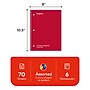 STAPLES 1‑Subject Spiral Notebook, 8” x 10.5”, College Ruled, 70 Sheets, Assorted Colors, 6‑Pack~#|#~5025BC9A-478A-4ADC-918E9C8750FA9ADC_sc7