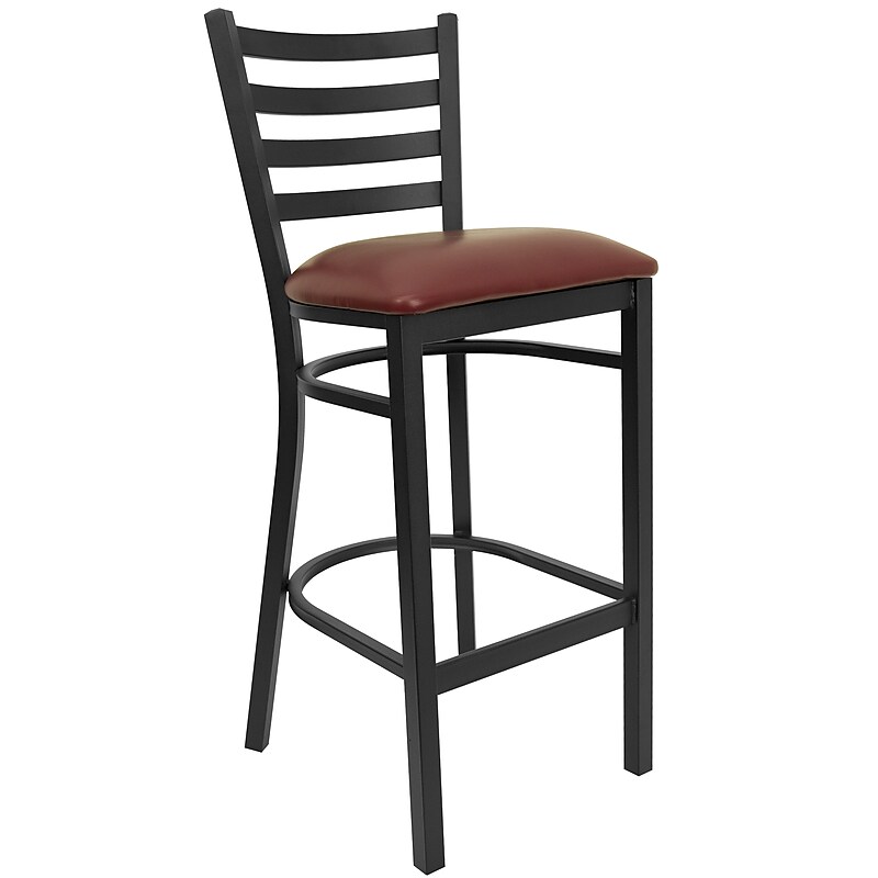 Flash Furniture Metal Back Vinyl Restaurant Barstool, Burgundy (XUDG697BBARBRV) image 1