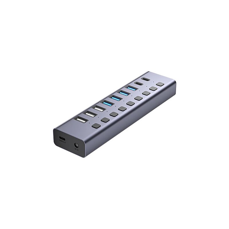 4XEM 10-Port USB 3.0 Hub with Gigabit Ethernet, Gray (4XHBC006) image 1