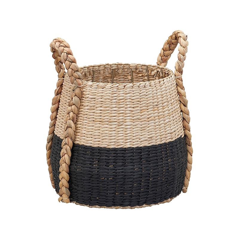 Household Essentials Terra Cattail/Paper Storage Basket, Light Beige/Black (ML-6617) image 1