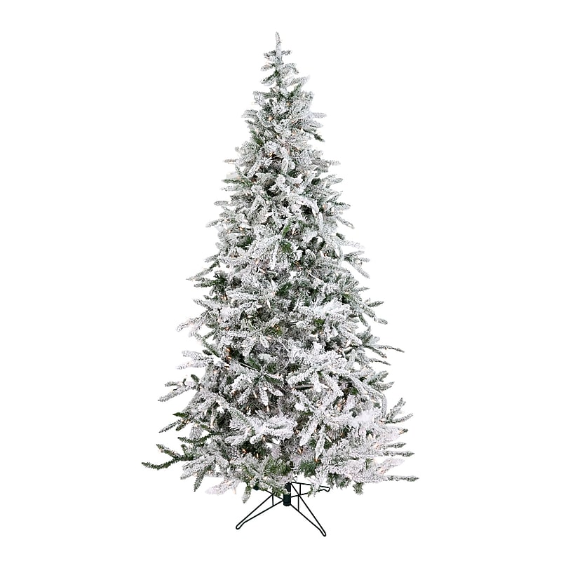 Fraser Hill Farm 7.5' Flocked Mountain Pine Artificial Christmas Tree, 550 Lights (FFMP075-3SN) image 1