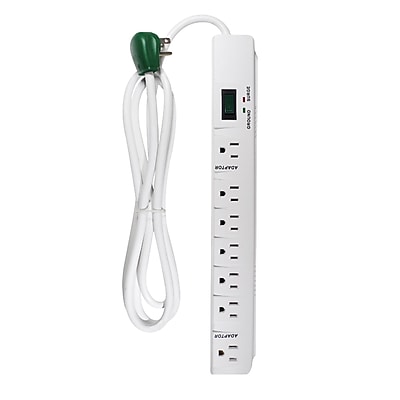 GoGreen Power 6′ Metal Surge Protector, 7 Outlets, White (GG-17636) Simolary simolary.com