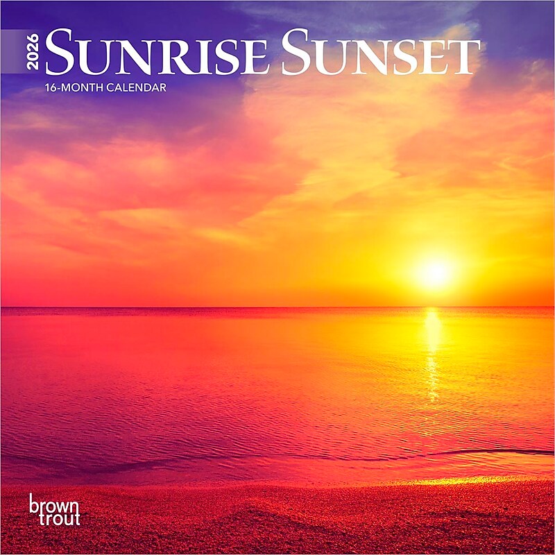 2026 BrownTrout Sunrise Sunset 7" x 7" Monthly Wall Calendar (9798330705702) image 1