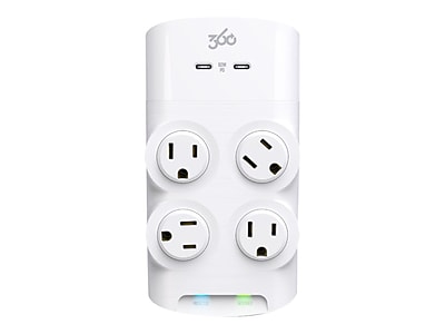 360 Electrical Revolve60 4-Outlet 2-USB Port Surge Protector, White (3E0773-WHT6NA) Simolary simolary.com