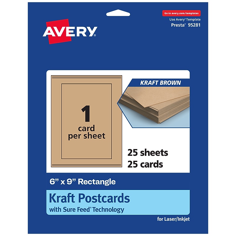 Avery Integrated Cards, 6" x 9", Matte Kraft Brown, 25/Pack (95281) image 1