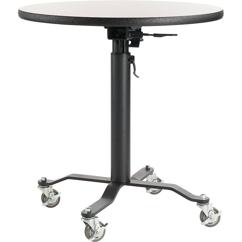 NPS PCT Series Premium Plus 36" Round Café Table, Adjustable Height, Black/Grey Nebula (PCT136PBTMGY) image 1