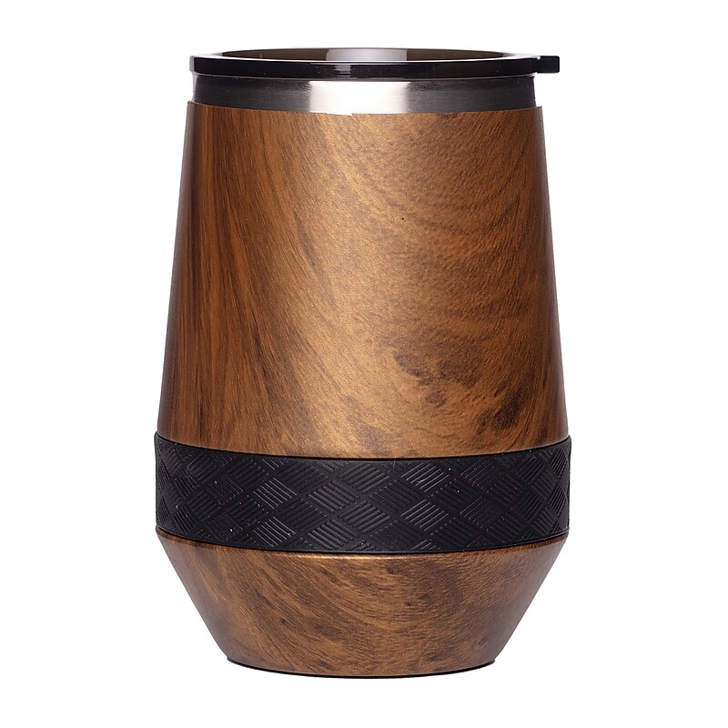 Elemental Recess Series Stainless Steel Triple Wall Insulated Stemless Wine Tumbler, 10 oz., Teakwood (EWT10WD6) image 1