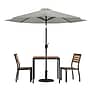 Flash Furniture Lark All-Weather Patio Set, Gray Umbrella, 5 Piece Set (XU8132UB19BGY)~#|#~50472A1D-221B-4598-ADAE4437DF0FA58C_sc7