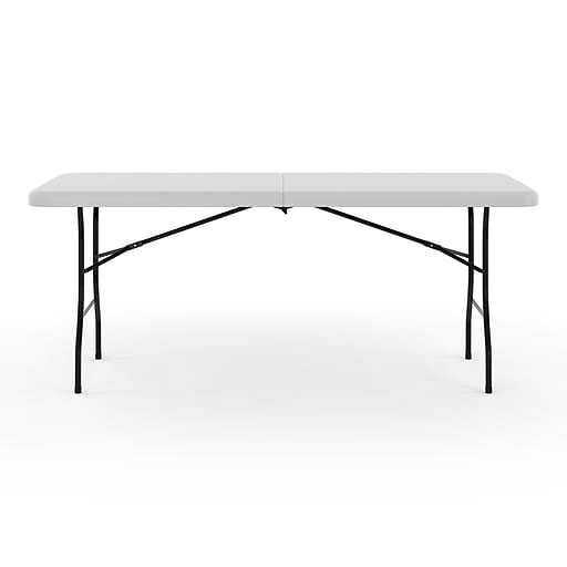 Staples 6' x 30" Heavy Duty Plastic Folding Table, White Granite (79223/54272)