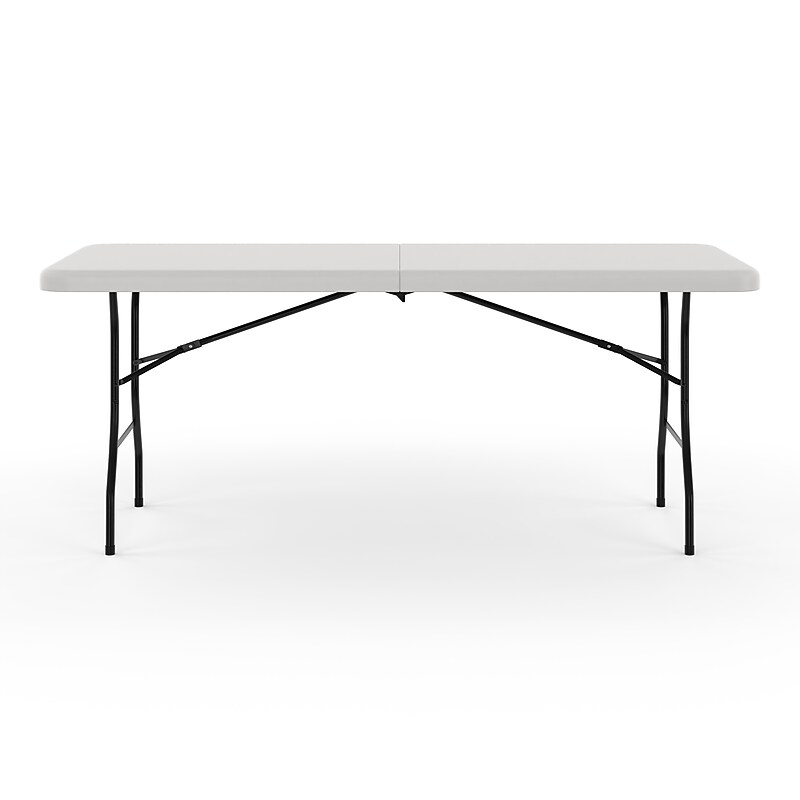 Staples 6' x 30" Heavy Duty Plastic Folding Table, White Granite (79223/54272) image 1