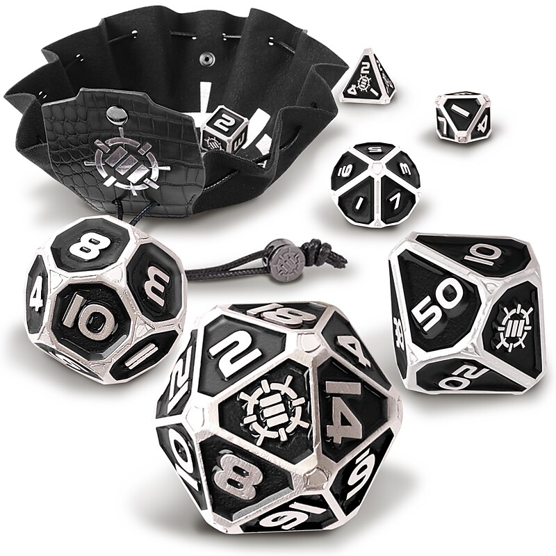 ENHANCE DnD Solid Metal Dice Set, Black (ENTTDM7520BKWS) image 1