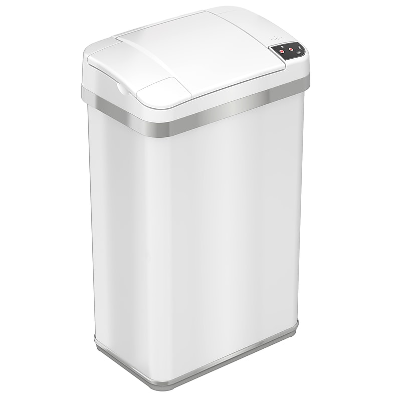 halo Stainless Steel Rectangular Sensor Trash Can with AbsorbX Odor Control System and Fragrance, White, 4 Gal. (SC04SW) image 1