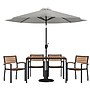 Flash Furniture Lark Outdoor Patio Dining Table Set, Gray Umbrella, 7 Piece Set (X30484UB19BGY)~#|#~505A333D-A75D-4845-A34A5ABF33CBD162_sc7