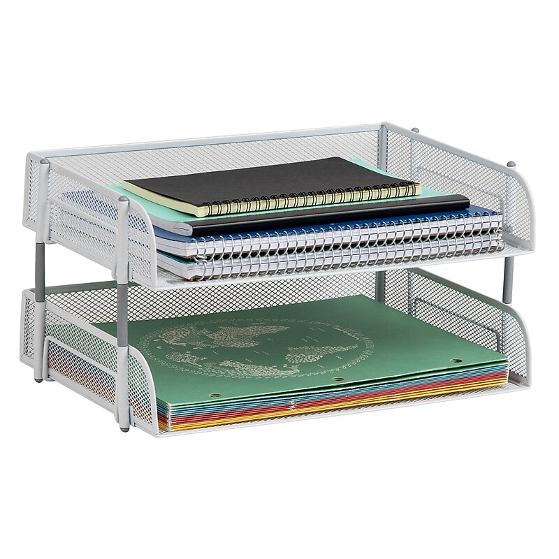 Mind Reader Metal Side Loading Stackable Letter Tray, White (ESTACK2-WHT) image 1