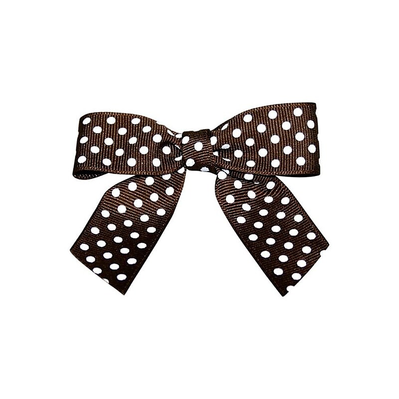 JAM Paper Grosgrain Bows, Brown with White Polka Dots, 100/Pack (52640349353) image 1