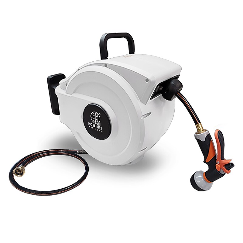 Hose Reel Pro Heavy Duty Retractable Garden Hose Reel, 1/2" x 50', White (GHR-1/2-WH-50) image 1