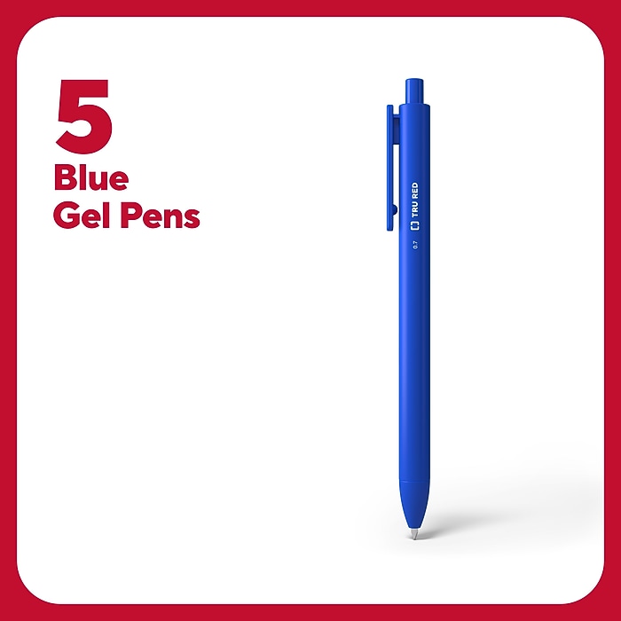 TRU RED™ Retractable Quick Dry Gel Pens, Medium Point, 0.7mm, Blue