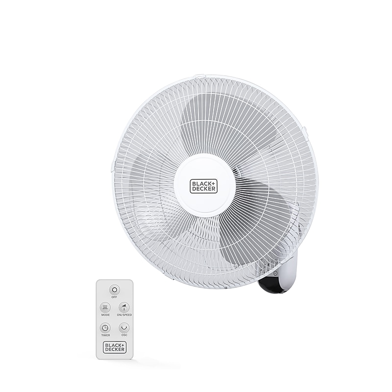 Black & Decker 16" Oscillating Wall Fan, 3-Speed, White (BFWL16R) image 1